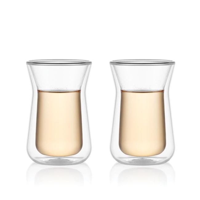 BODUM 12082-10 MELIOR Double Wall Tea Glass, 3.4 fl oz (100 ml), Set of 2, Clear