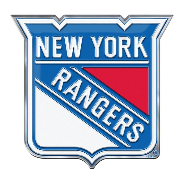 FANMATS 60495 New York Rangers Heavy Duty Aluminum Embossed Color Emblem, Auto Emblem Decal