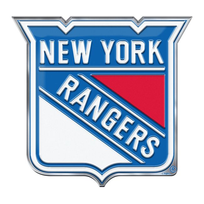 FANMATS 60495 New York Rangers Heavy Duty Aluminum Embossed Color Emblem, Auto Emblem Decal