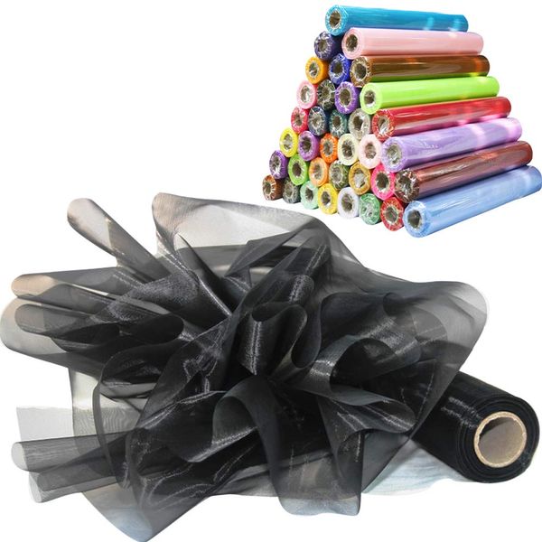 Time to Sparkle 26M x 29cm Sheer Organza Roll Sash Fabric Table Runner Sashes Chair Cover Bows Swags Wedding Party - Black