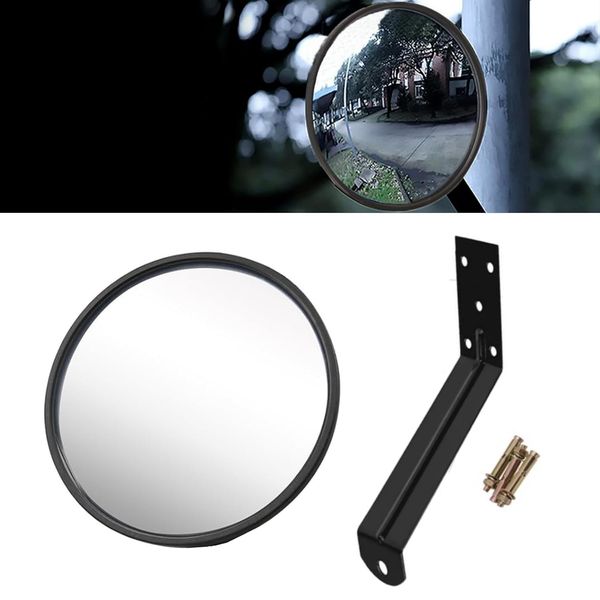 CNQLIS 8 Inch Convex Mirror Outdoor with Adjustable Wall Fixing Bracket,Driveway Mirror,Blindspot Traffic Mirror for Driveway Garage Park Outdoor Wide Angle View Curved Security Blind Spot Mirrors