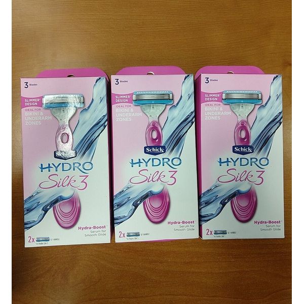 3 Boxes: Schick Hydro Silk 3 Razors for Women w/2 Razor Blades Refills -  E3D