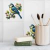 'Blue Tit On Apple Blossom' 108mm Square Ceramic Tile (TD00029486)