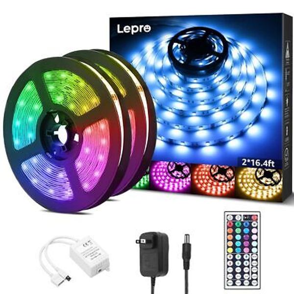 RGB LED Light Strips 32.8ft, Christmas Decorations, 5050 LED Color Changing T...