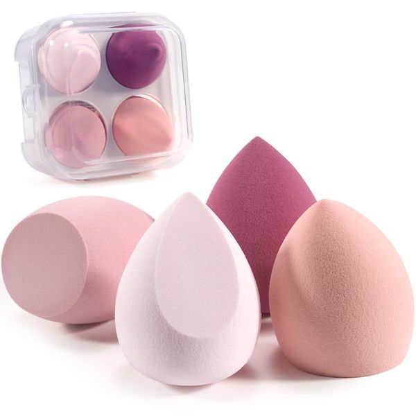 Cheerhom 4 PCS Make up Schwamm, Schminkschwamm Makeup Sponge Mit Aufbewahrungsbox für Flüssigkeit Foundation Puder Sonnenschutz und Creme