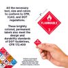 ChromaLabel 1 Inch Permanent Durable Square D.O.T. Hazard Labels, Class 3 Flammable, 250/Roll
