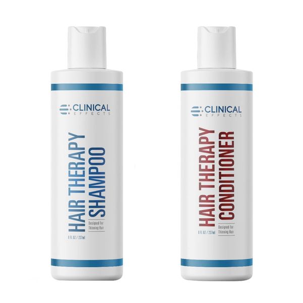 Clinical Effects Hair Therapy Shampoo and Conditioner Set - Hair Growth Shampoo and Conditioner for Thinning Hair - Biotin, Saw Palmetto, and DHT Blocking Ingredients - USA Made - 2 Bottles, 8 fl oz