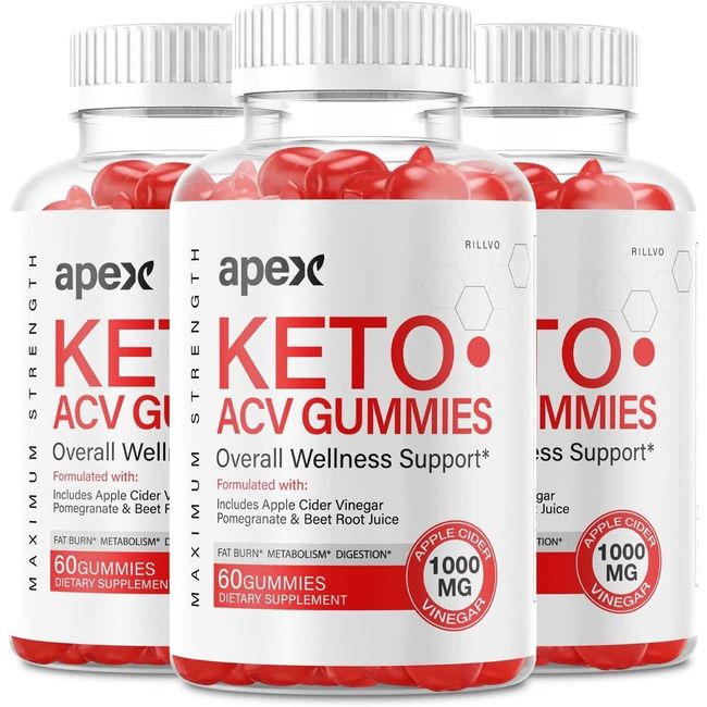 (3 Pack) Apex Keto ACV Gummies Apex Keto Advanced Formula Overall Wellness...