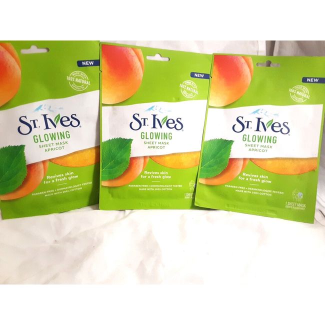 3 St. Ives Glowing Sheet Mask Apricot Revive Glowing Skin Paraben-Free