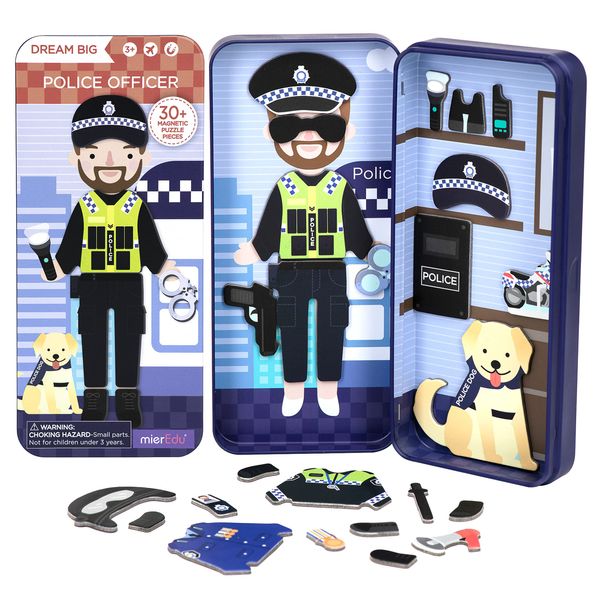 mierEdu Magnetic Game Box Policeman for Dressing – Promotes Motor Skills + Imagination I Ideal for Home & Travel Game for Children I Magnetic Toy Children I Travel Games Children from 3 Years