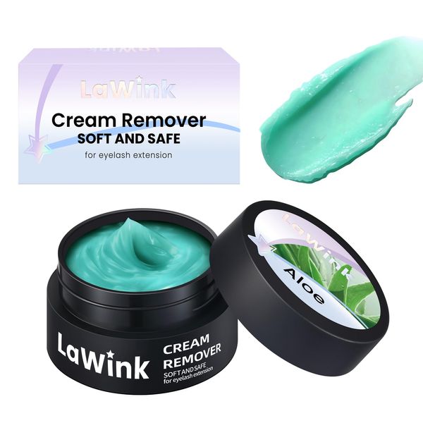 LaWinK Lash Remover Cream for Eyelash Extension Professional Lash Extension Glue Removal Cream Low Irritation Individual Lash Extension Remover (Aloe Flavor)