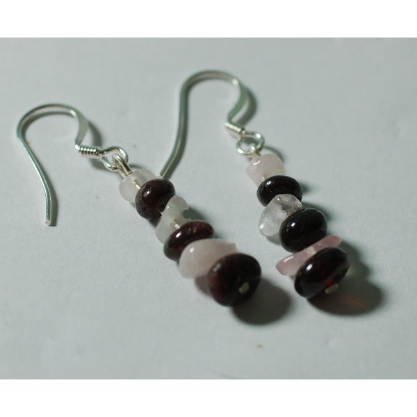Garnet & Moonstone Sterling Silver Drop Earrings