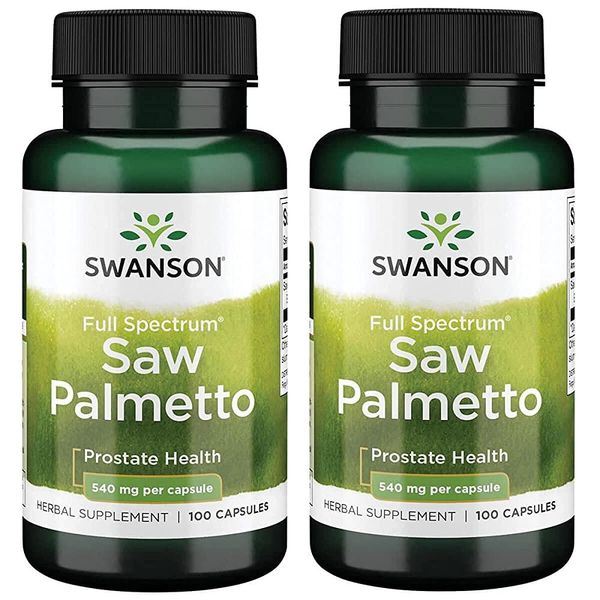 Swanson Saw Palmetto Herbal Supplement for Men Prostate Health Hair Urinary 540 mg 100 Capsules (Pack of 2)