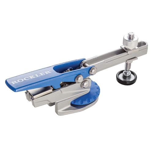 Auto-Lock T-Track Hold Down Clamp – Adjustable Clamps for Woodworking w/Set Screw - T Tracks Woodworking Hold Down Clamps Pivots 3600 to Minimize Obstructions – Heavy-Duty Metal T-Track Stop, Clamp