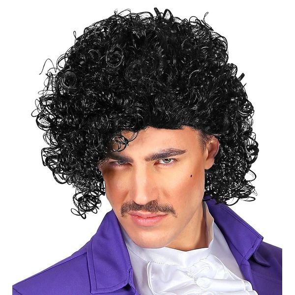 Widmann 01839 80s Rock Prince Wig, Men, Black, One Size