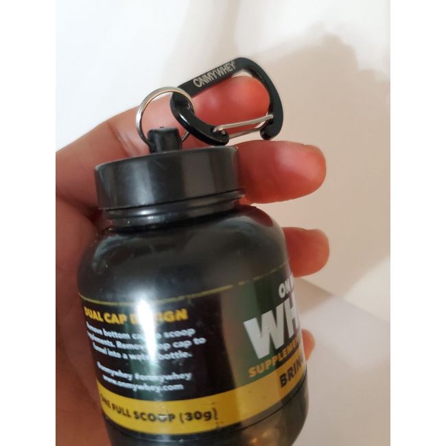 onmywhey protein container keychain