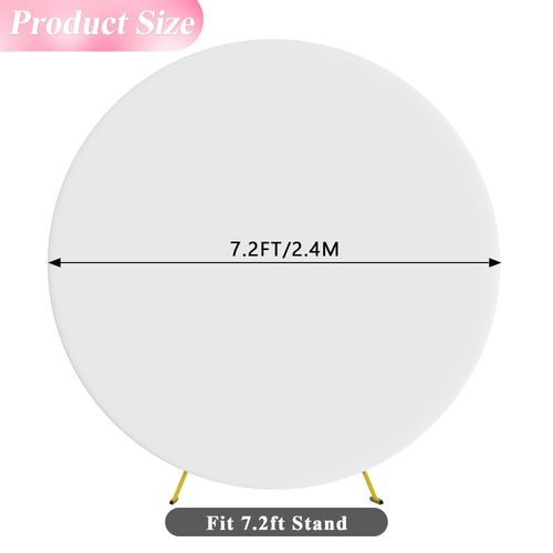 Wokceer 7.2FT Round Backdrop Cover White Round Arch Covers with Buckles Polyster Circle Balloon Arch Backdrop Cover for Wedding Birthday Party Ceremony Decor