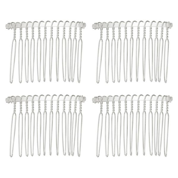 VOCOSTE Anti Slip Hair Side Comb Accessories Metal Silver Tone Hair Side Comb Retaining Hair Clips 5cm 4pcs