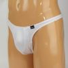 Men's Shiny Stretch Fabric Beaded Thong Medium White