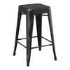 24" High Distressed Black Metal Backless Counter Height Stool For Outdoor Use