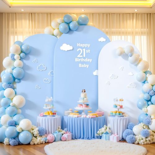 Blue and White Arch Backdrop Cover Set of 3 Blue Arch Covers Stretchy Backdrop 6FT 6.6FT 7.2FT Birthday Party Arch Stand Cover Bridal Baby Shower Wedding Arch Cover Spandex