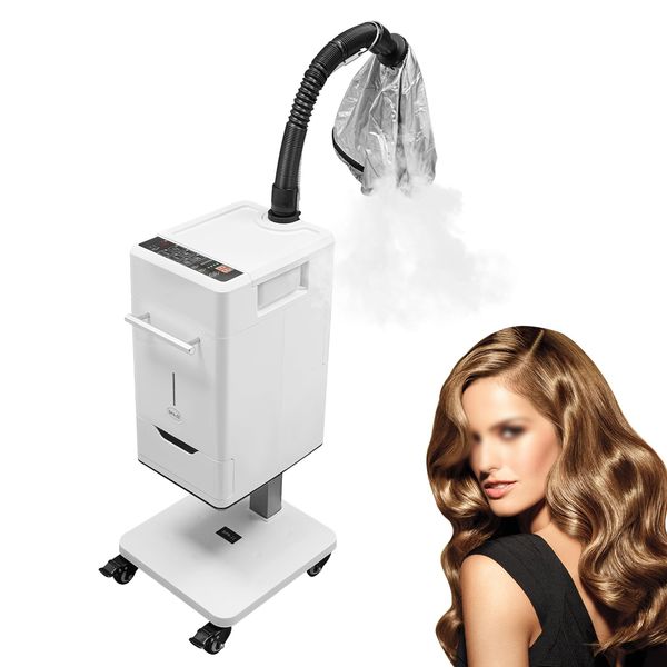 500W 110V Multifunctional Anion Hair Dyeing Machine, Vertical Nano Hair Steamer Machine, Hair Salon Scalp Spa, Upright, Powerful Hair Color Processor, Negative, With wheels and drawer