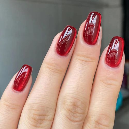 24 Pcs Red False Nails Long, Press on Nails with Glue, Full Cover False Nails Red Square Long Stick on Nails, Removable Smooth Glue-on Acrylic Fake Nails, Women Girls Nail Art Accessories