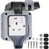 Outdoor Plug Socket Box, Cover Waterproof,Exterior Garden Single Plug Socket Enclosure IP66 Weatherproof Socket