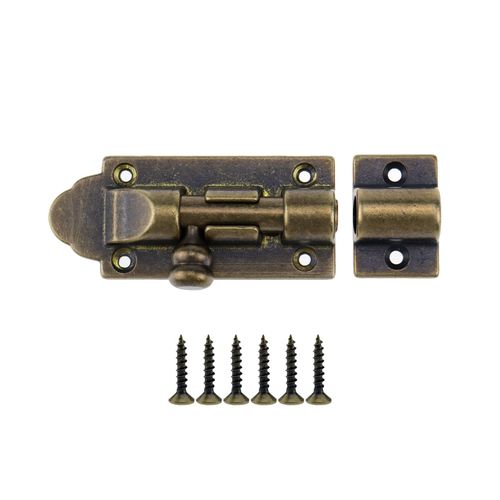 Tighall Antique Brass Barrel Bolt Latch 3.9 Inch Solid Cast Brass Barrel Bolts Latches for Modern Retro Furniture with Screws Hardware