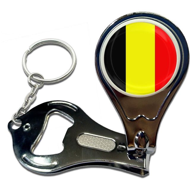 BadgeBeast.co.uk Belgium Flag - Key Ring Bottle Opener and Nail Clipper