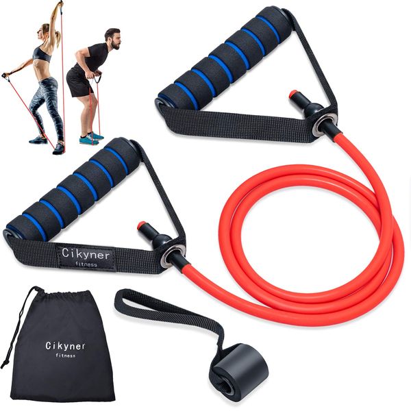 Cikyner Resistance Bands, Resistance Tubes Resistance Bands with Handles Exercise Bands, Ideal for Home Gym Physical Therapy Strength Training Muscle Toning, Door Anchor & Bag included (single tube)