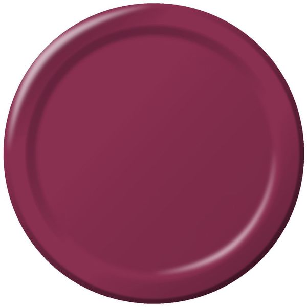 Creative Converting Burgundy Red Round Paper Plates Party Supplies, 10"