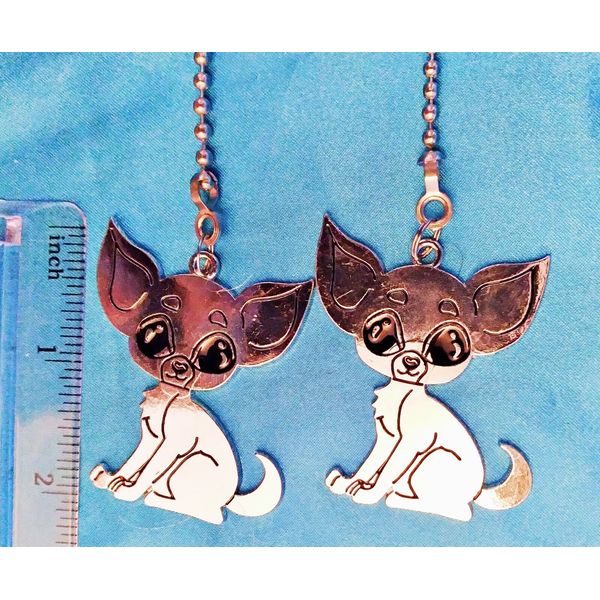 Set of Two ~ Chihuahua Puppy Dog Pet Metal ~ Ceiling Fan Pulls