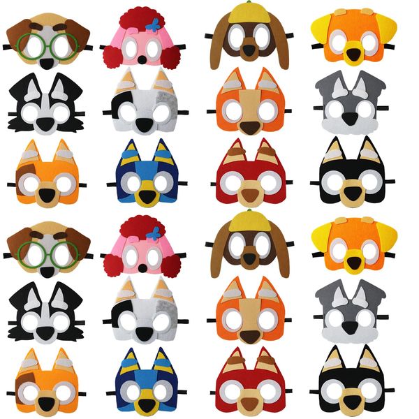 24 Packs Puppy Dogs Felt Masks Party Favors for Kids, Puppy Dog Theme Party Supplies for Kids Dress Up Birthday Gift Halloween Cosplay Party Masks for Children Boys Girls