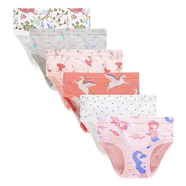 Kids Series Soft Cotton Panties Little Girls' Assorted Underwear (Pack of 6) Size 6 7