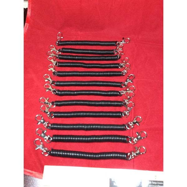 12 SPRING COIL STRETCH CLIP CLAW CLASP RETRACTABLE BUNGEE KEYCHAIN SPIRAL CORD