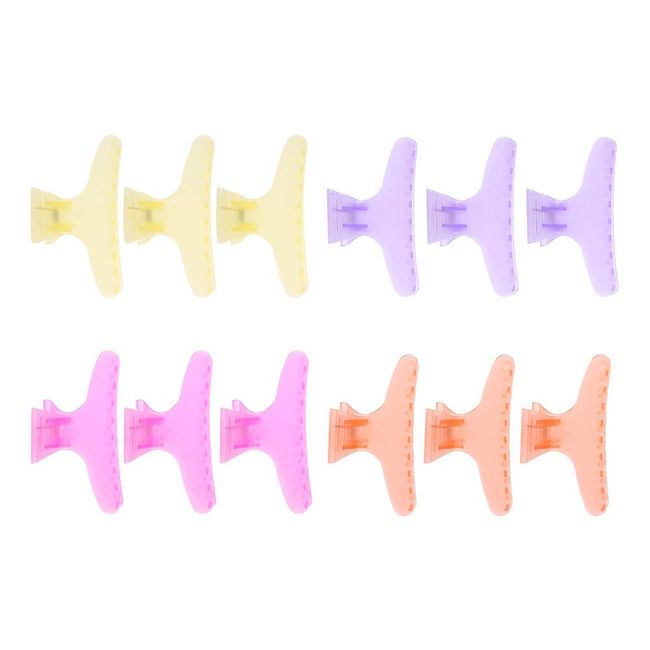 12Pcs / Set Colorful Hair Clips Lovely Butterfly Hair Hold Clip Hair Section Claw Clamp Hairdressing Tool(Clear)