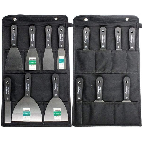 Wallpaper Scrapers,Paint Scraper Tool 7 Pcs Stainless Steel Filling Knives Spackle Drywall Joint Filler Putty Knife Set, Paint Tools Plastering Tools for Walls with Tool Bag, Hand Tools Gifts for Men