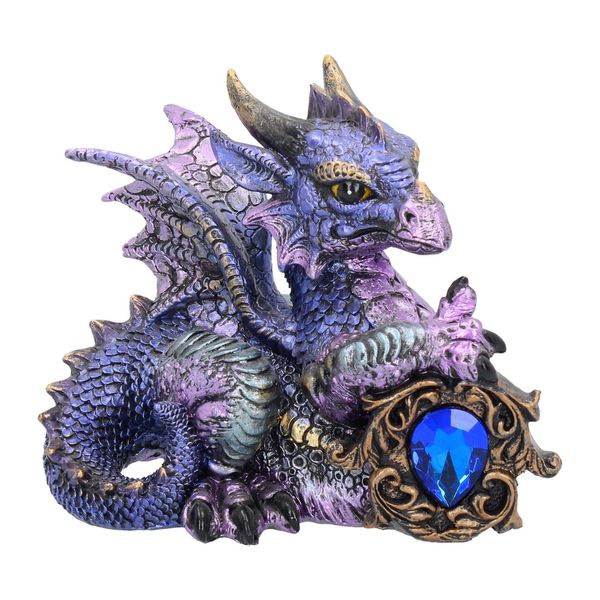 Tyrian Purple Dragon Blue Crystal Guardian 11cm High