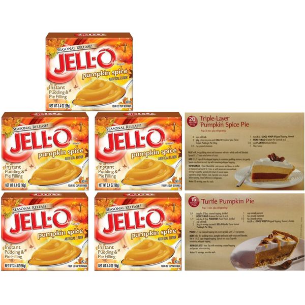 Kraft Jell-O Instant Pudding & Pie Filling, Pumpkin Spice, 3.4 Oz. (Pack of 5)