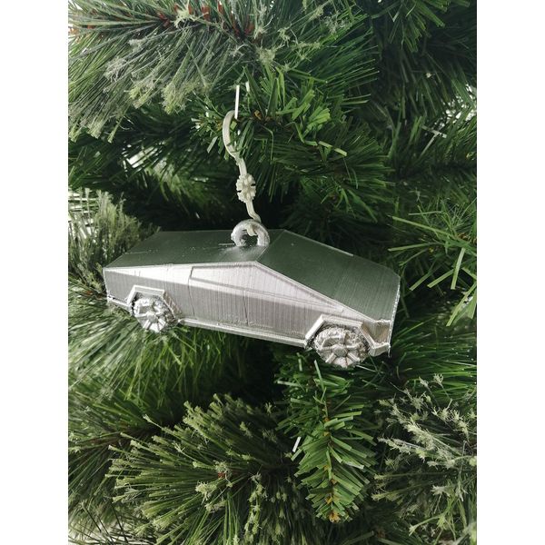Jabtek TESLA LIKE TRUCK Christmas Tree Bauble Silver