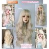 M Grande DY66A Creative Line Wig, 6-Piece Set, High Tone Color, Women's Wig, Bob, Semi-Long, Makes Your Face Look Smaller, Full Wig, (White, Gold Curls)