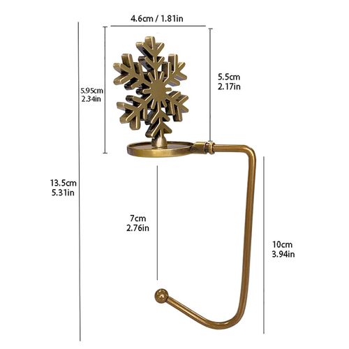 Christmas Stocking Hangers Pack of 4, Stocking Hooks for Mantel, Christmas Tree, Reindeer, Snowflake & Snowman, Non-Slip Metal Hanger Clips.