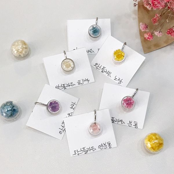 Flower Earrings Glass Ball Wax Flower Earrings Preserved Flower Oil