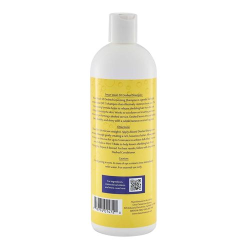 Chris Christensen SmartWash50 Deshed Ultra Concentrated Dog Shampoo, Makes up to 50 Bottles, Groom Like a Professional, Removes Shedding Coat, Adds Moisture, Made in USA, 16 oz