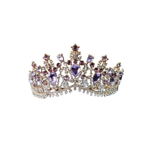 Girls Sweet 16 Homecoming Crown Birthday Party Wedding Bridal Crowns Baroque Quinceanera Prom Ball Hair Accessory,Purple