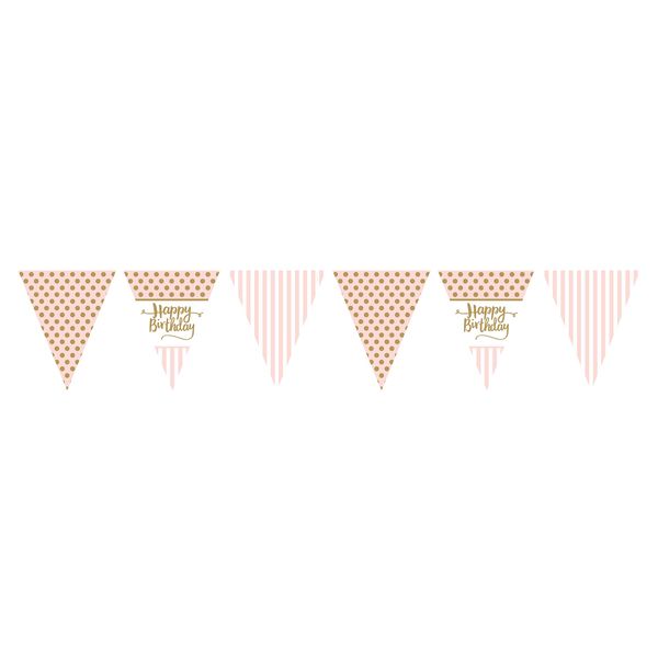 Pink Chic Happy Birthday Metallic Print Flag Bunting