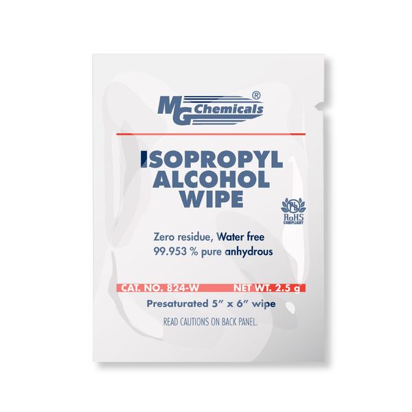 MG Chemicals 99.9% Isopropyl Alcohol Wipe, 6" Length x 5" Width (Box of 500)