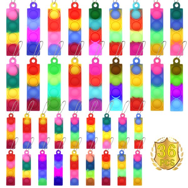 36 PCS Party Bag Fillers for Kids Fidget Toys Pack Pop Keyring It,Poppet Keyring Game Prizes Classroom Rewards Kids Birthday Party Favours Gifts Sensory Toys For Girls Boys Christmas Stocking Fillers