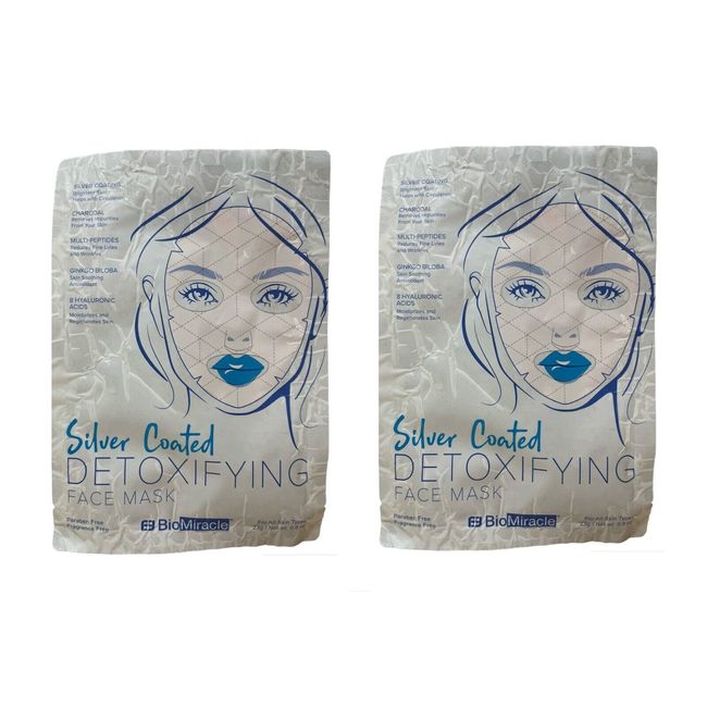 Bio Miracle Silver Coated Detoxifying Facial  Face Sheet Mask Pack of 2